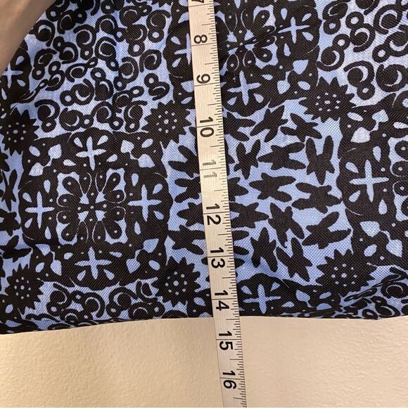 Estee Lauder navy blue light blue patterned Lined canvas tote Bag 17x14.5x5 - Picture 4 of 6